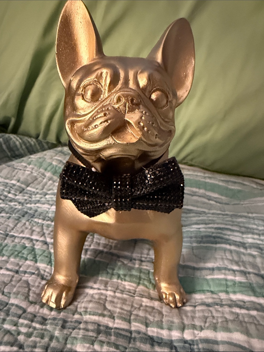 Decorative Gold & Black French Bulldog Statue for Dogs Lovers - Picture 4 of 4